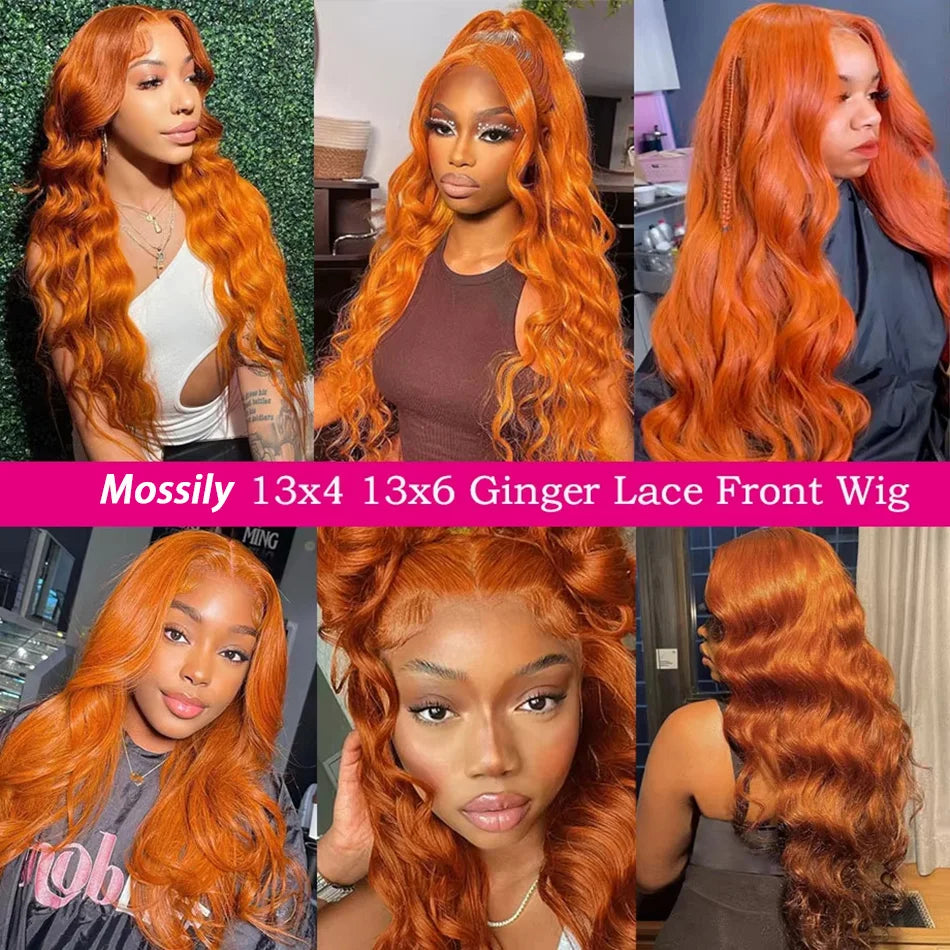 Mossily Ginger Human Hair Wig Body Wave Orange Ginger Hd Lace Wig 13x6 Human Hair 13x4 Lace Frontal Colored Human Hair Wigs