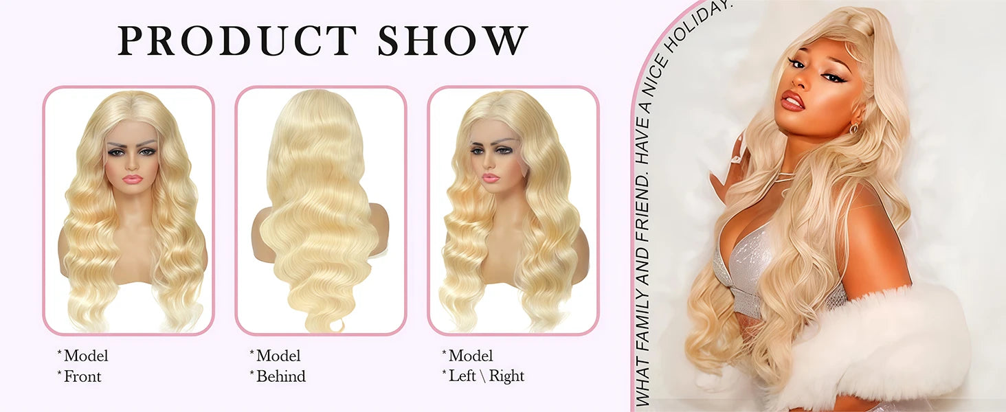 38 Inch 613 Lace Front Wig 210 Density Human Hair 13x6 Blonde glueless wigs Human Hair Body Wave HD Brazilian Lace Frontal Wig