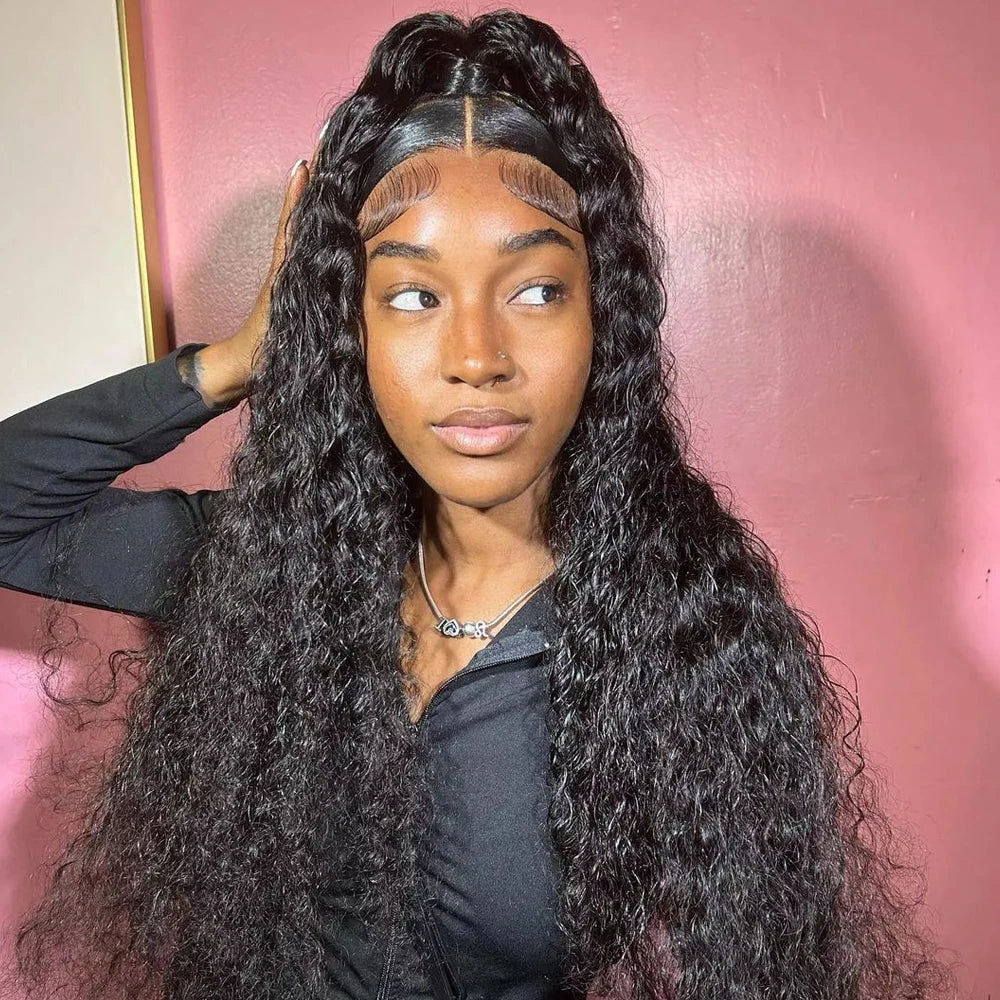 Deep Wave 13x6 HD Lace Frontal Human Hair Wig 250 High Density Brazilian Curly Water Wave Lace Frontal Wigs For Women CEXXY