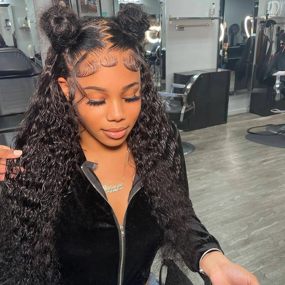 Deep Wave 13x6 HD Lace Frontal Human Hair Wig 250 High Density Brazilian Curly Water Wave Lace Frontal Wigs For Women CEXXY