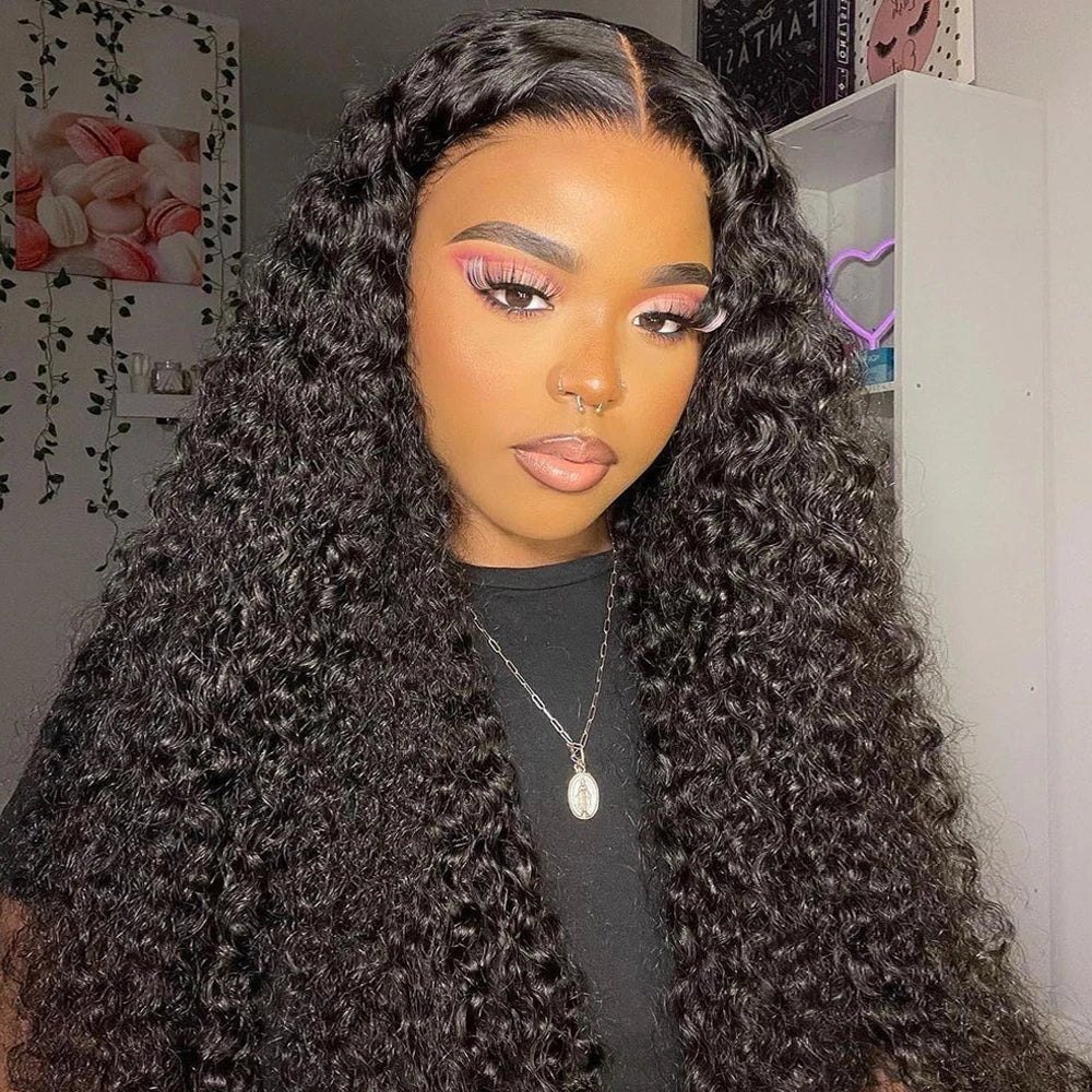 Deep Wave 13x6 HD Lace Frontal Human Hair Wig 250 High Density Brazilian Curly Water Wave Lace Frontal Wigs For Women CEXXY