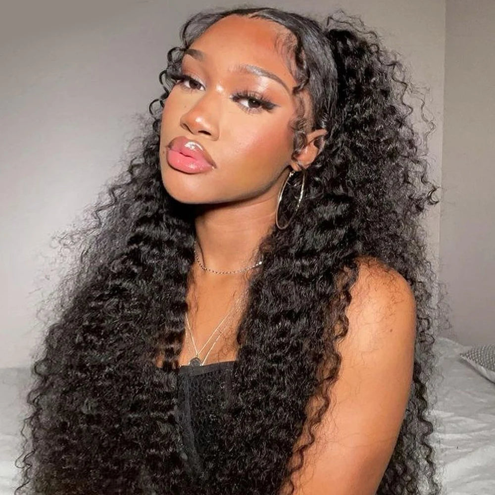 Deep Wave 13x6 HD Lace Frontal Human Hair Wig 250 High Density Brazilian Curly Water Wave Lace Frontal Wigs For Women CEXXY