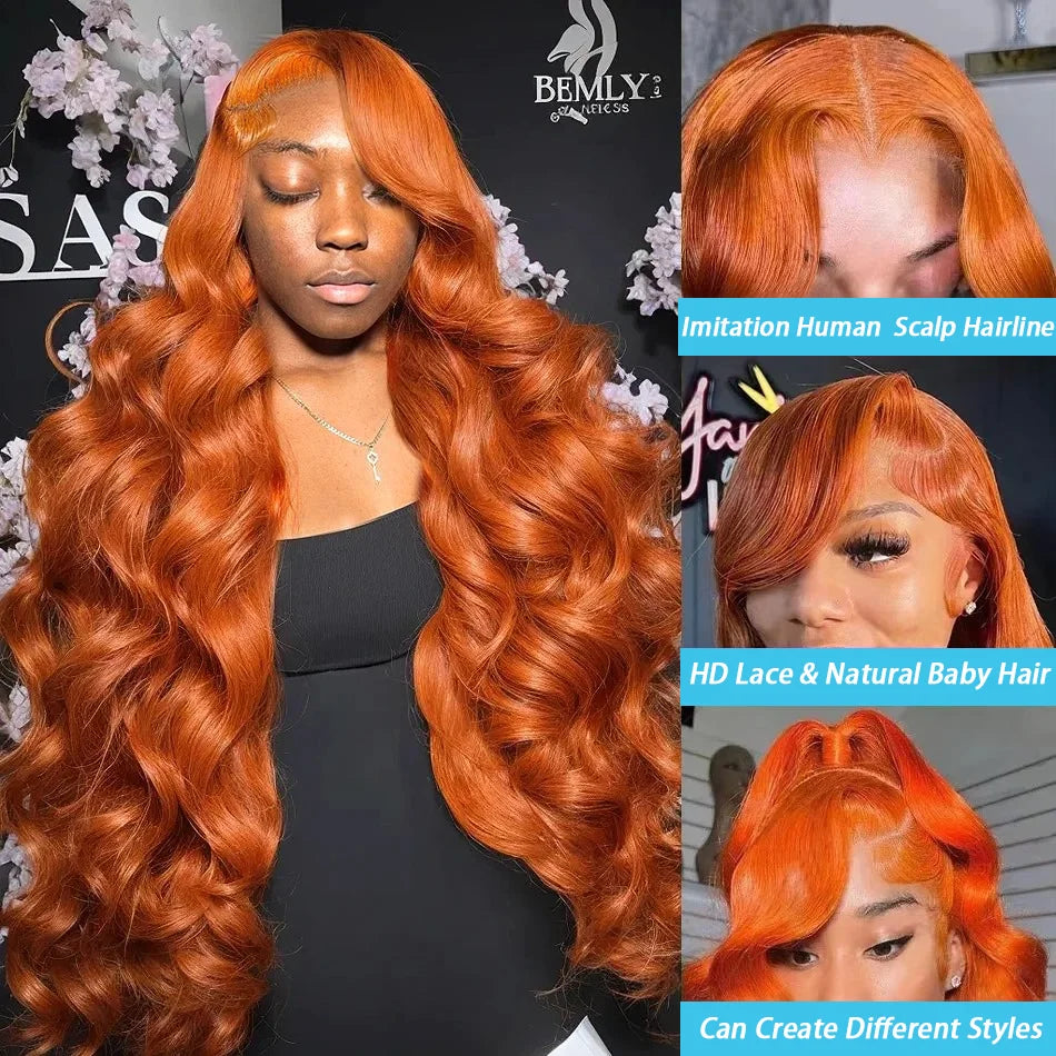Mossily Ginger Human Hair Wig Body Wave Orange Ginger Hd Lace Wig 13x6 Human Hair 13x4 Lace Frontal Colored Human Hair Wigs