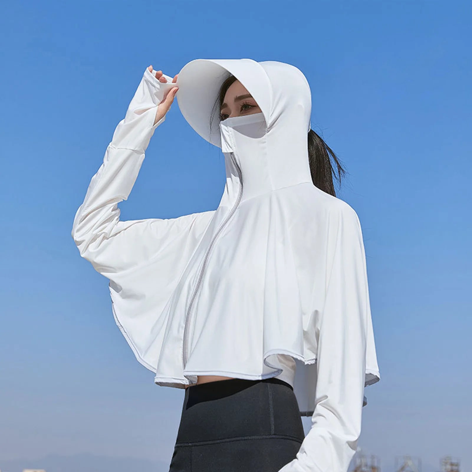 Outdoor Sun Protection Jackets Lightweight Shirts UV Blocking Hoodie with Mask for Motorcycle Cycling Riding