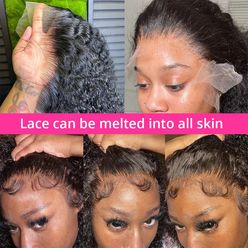 Deep Wave 13x6 HD Lace Frontal Human Hair Wig 250 High Density Brazilian Curly Water Wave Lace Frontal Wigs For Women CEXXY