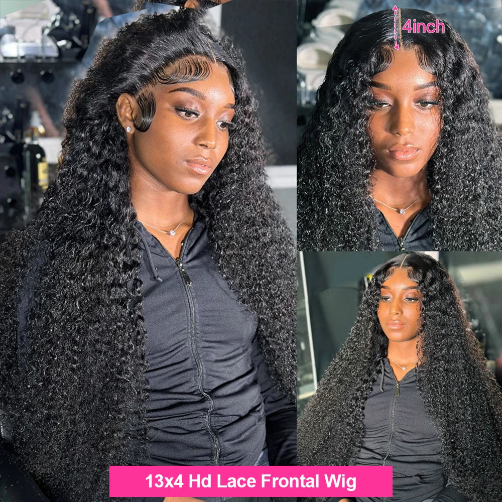 Deep Wave 13x6 HD Lace Frontal Human Hair Wig 250 High Density Brazilian Curly Water Wave Lace Frontal Wigs For Women CEXXY
