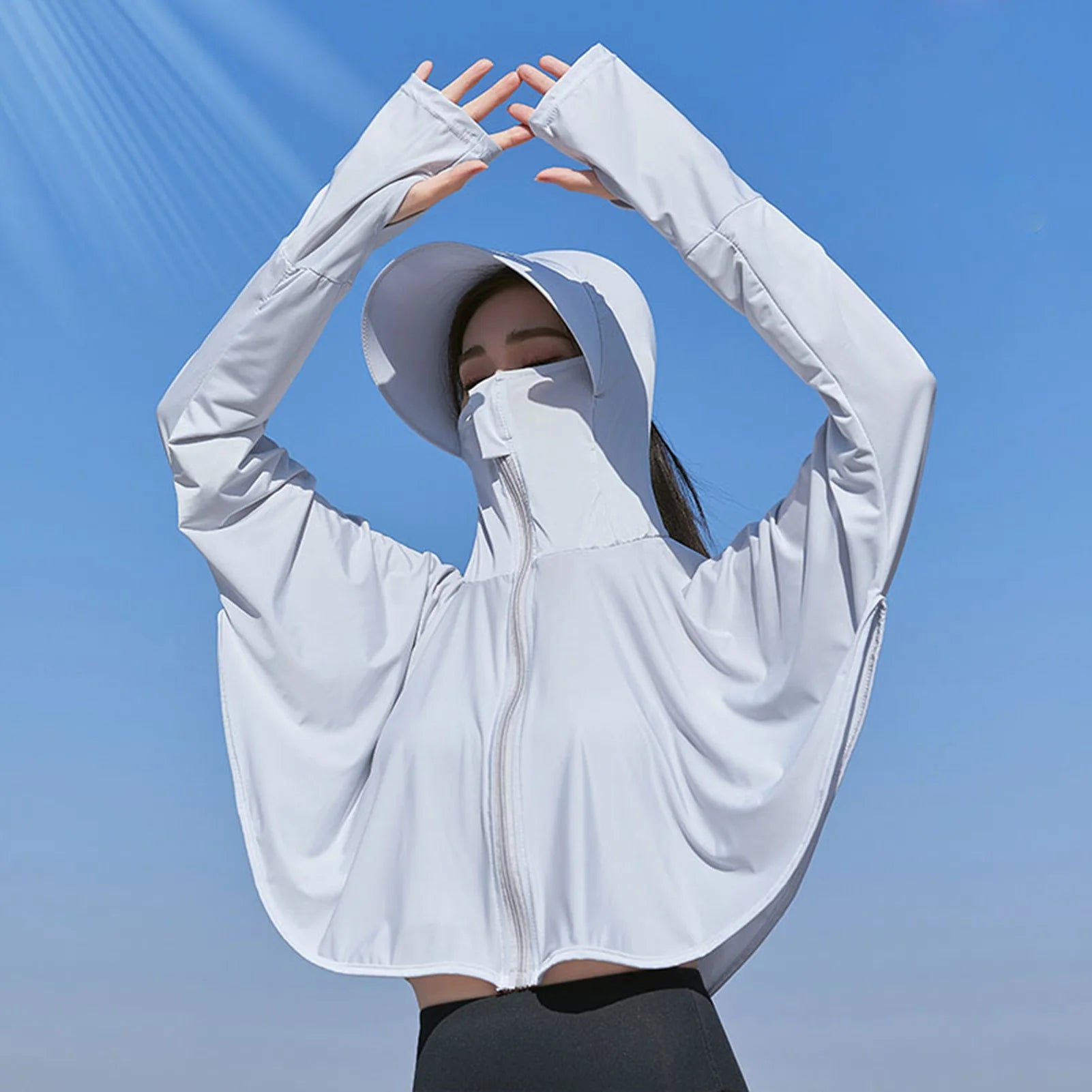 Outdoor Sun Protection Jackets Lightweight Shirts UV Blocking Hoodie with Mask for Motorcycle Cycling Riding