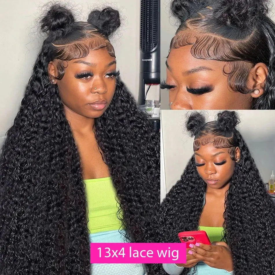 Deep Wave 13x6 HD Lace Frontal Human Hair Wig 250 High Density Brazilian Curly Water Wave Lace Frontal Wigs For Women CEXXY