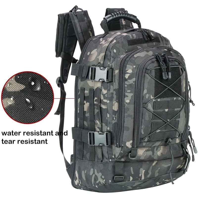 65L Outdoor Sports Backpack Waterproof Running Gym Bag Durable Hiking Backpack for Men & Women, Travel Daypack