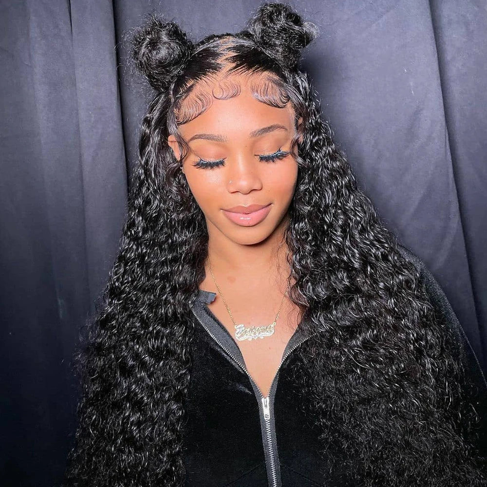 Deep Wave 13x6 HD Lace Frontal Human Hair Wig 250 High Density Brazilian Curly Water Wave Lace Frontal Wigs For Women CEXXY