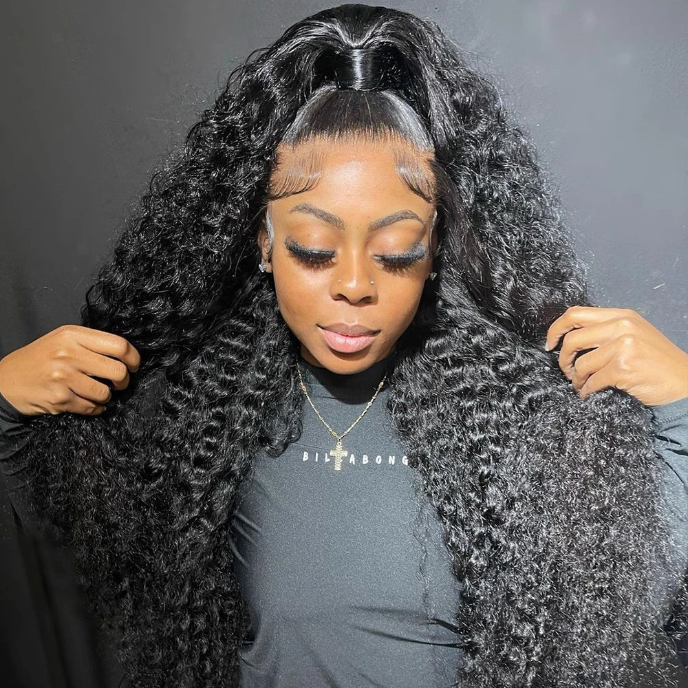 Deep Wave 13x6 HD Lace Frontal Human Hair Wig 250 High Density Brazilian Curly Water Wave Lace Frontal Wigs For Women CEXXY