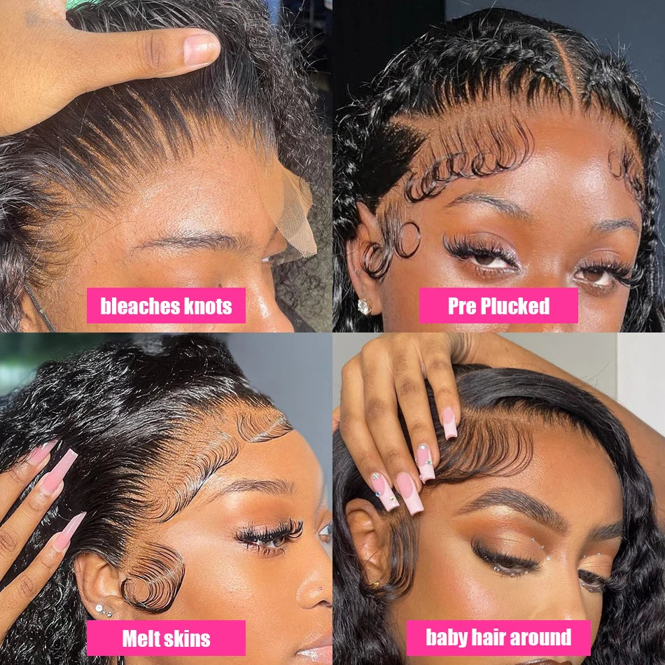 Deep Wave 13x6 HD Lace Frontal Human Hair Wig 250 High Density Brazilian Curly Water Wave Lace Frontal Wigs For Women CEXXY