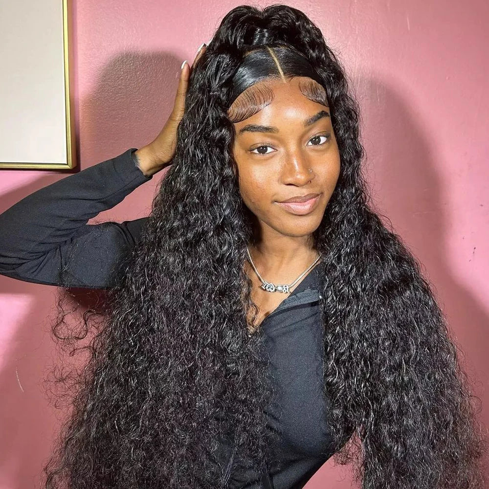 Deep Wave 13x6 HD Lace Frontal Human Hair Wig 250 High Density Brazilian Curly Water Wave Lace Frontal Wigs For Women CEXXY