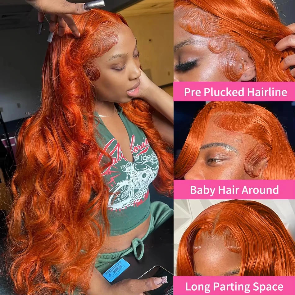 Mossily Ginger Human Hair Wig Body Wave Orange Ginger Hd Lace Wig 13x6 Human Hair 13x4 Lace Frontal Colored Human Hair Wigs