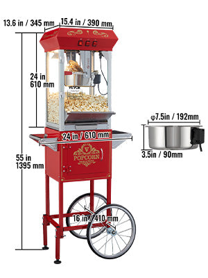 SucceBuy 8/12Oz Electric Popcorn Maker Commercial Popper Machine  Automatic Corn Cookware with Scoop Spoon 304 Heating Tube