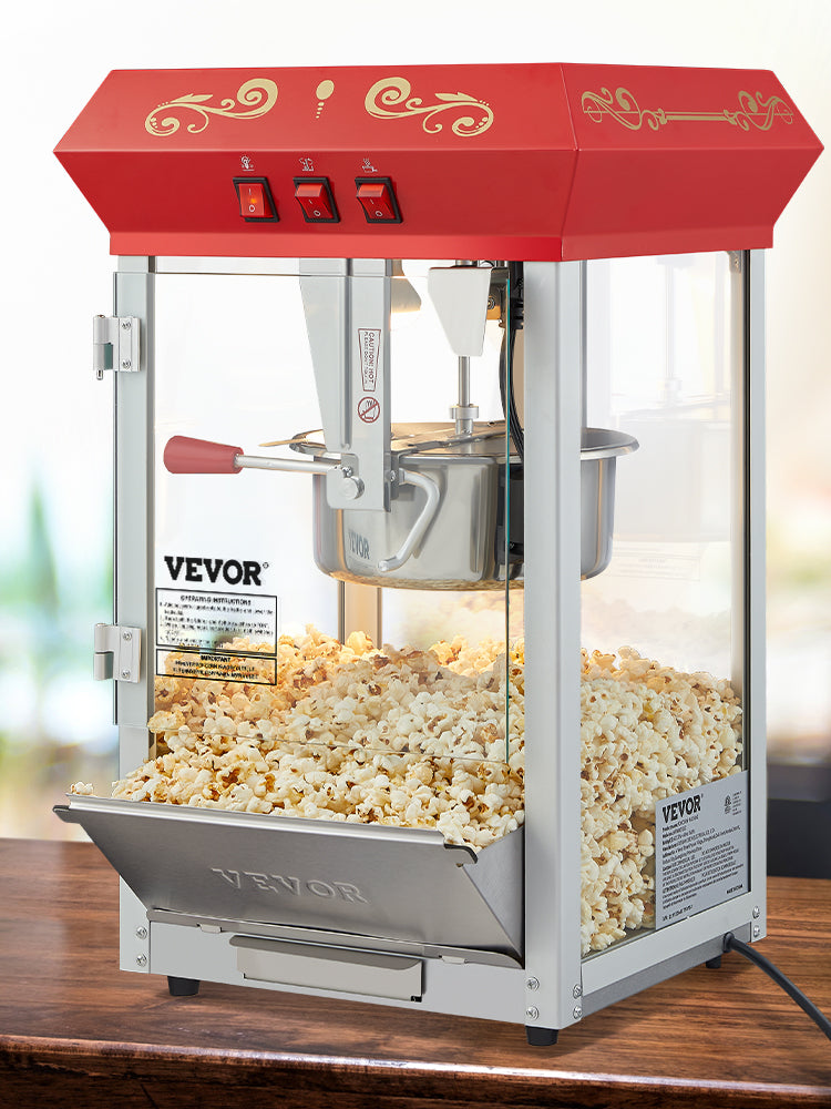 SucceBuy 8/12Oz Electric Popcorn Maker Commercial Popper Machine  Automatic Corn Cookware with Scoop Spoon 304 Heating Tube