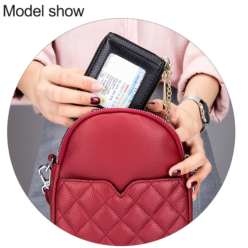 RFID Credit Card Holder, Casual Multi-compartment Wallet, Simple Zip Around Card Case