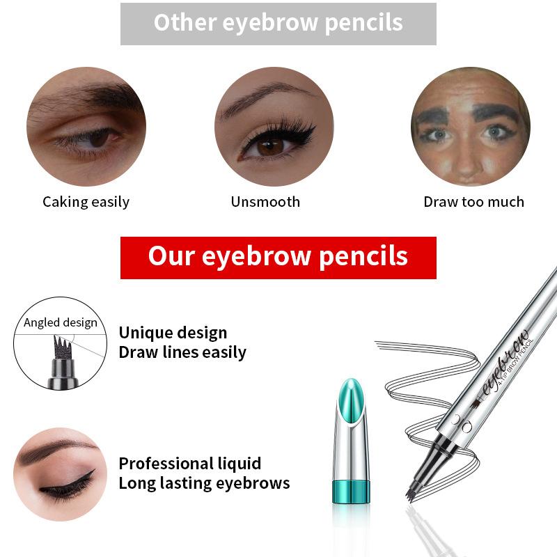 Four-pronged Eyebrow Pencil Waterproof Sweat-proof Liquid Eyebrow Pencil