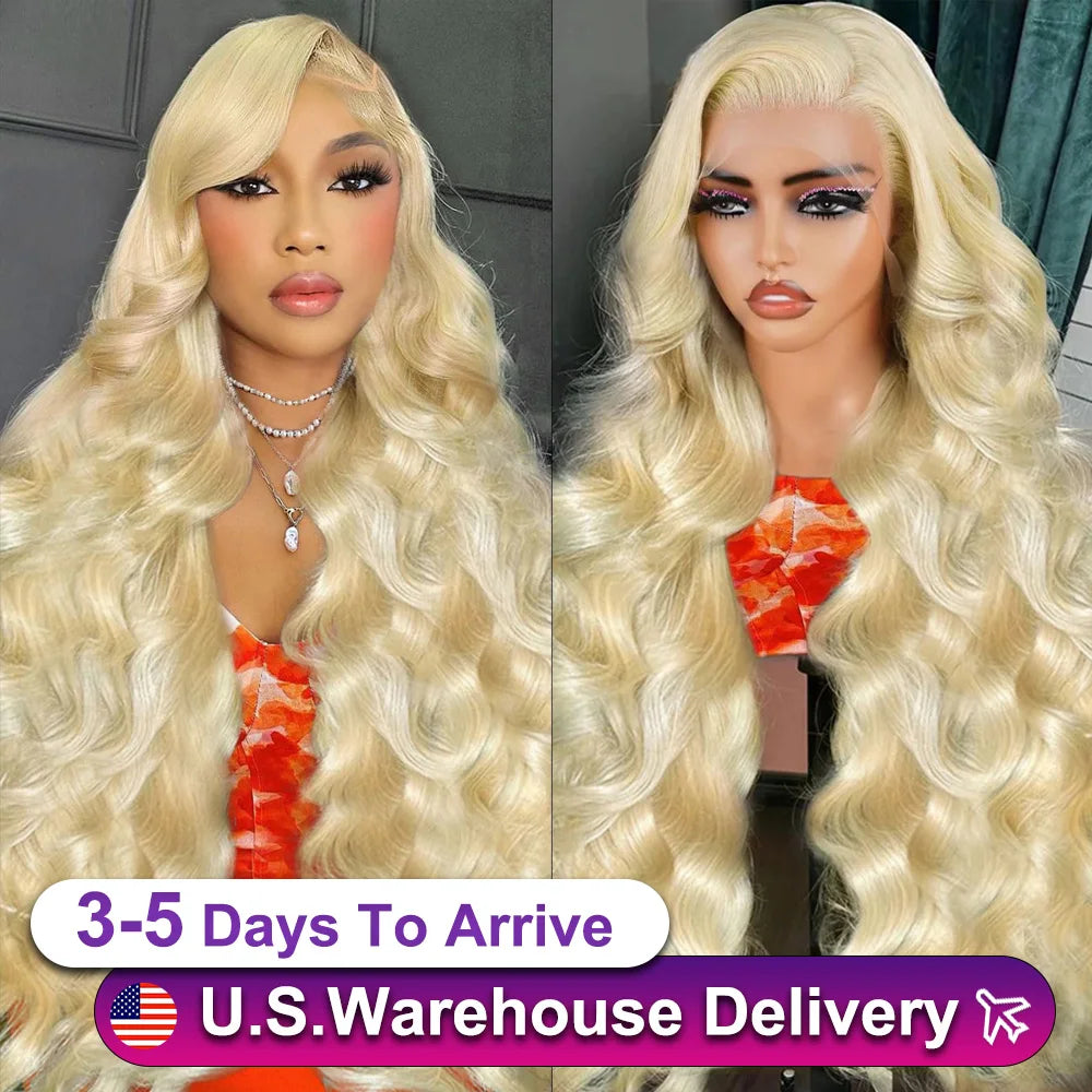 38 Inch 613 Lace Front Wig 210 Density Human Hair 13x6 Blonde glueless wigs Human Hair Body Wave HD Brazilian Lace Frontal Wig
