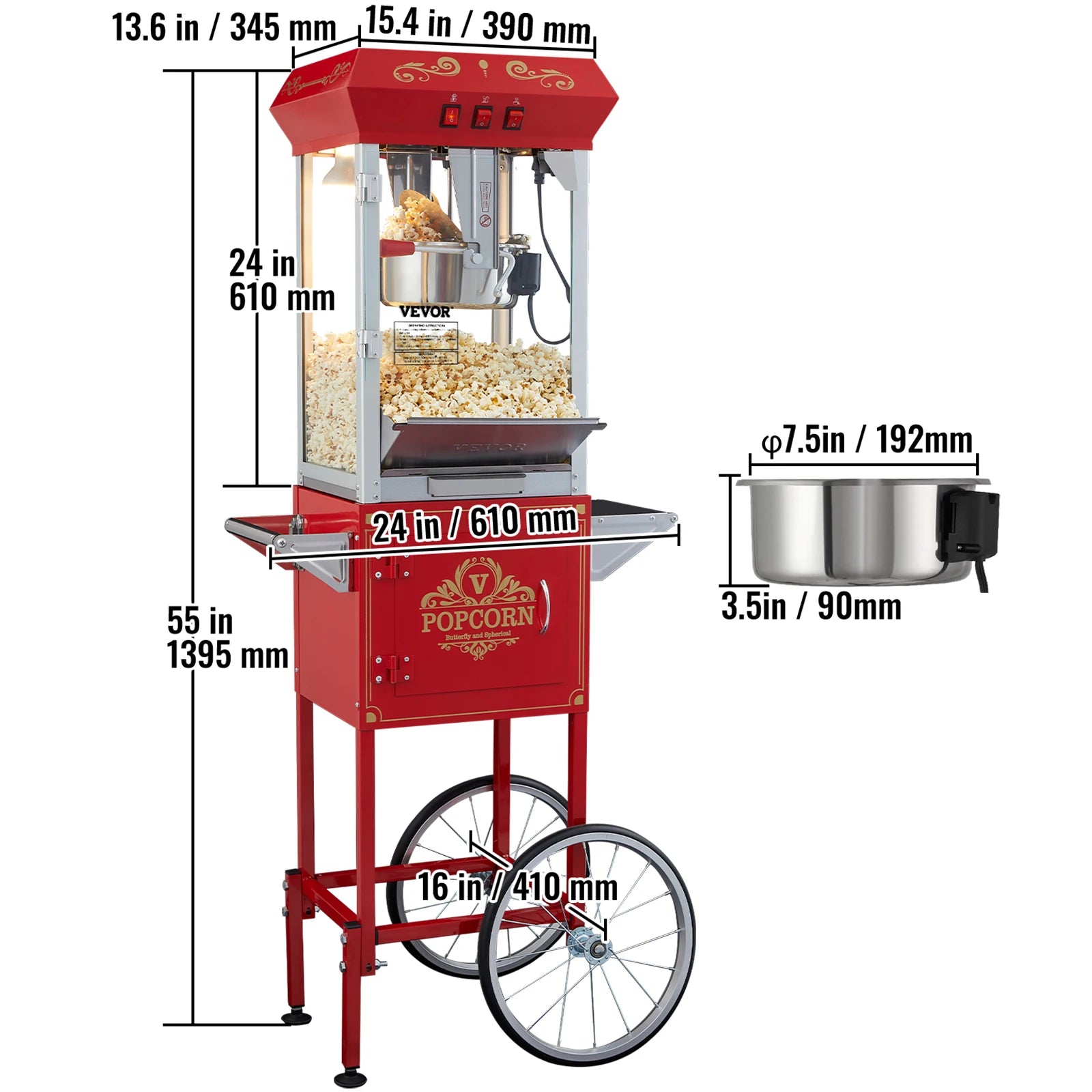 SucceBuy 8/12Oz Electric Popcorn Maker Commercial Popper Machine  Automatic Corn Cookware with Scoop Spoon 304 Heating Tube