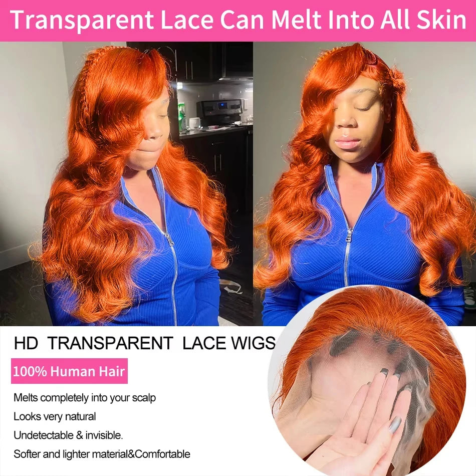 Mossily Ginger Human Hair Wig Body Wave Orange Ginger Hd Lace Wig 13x6 Human Hair 13x4 Lace Frontal Colored Human Hair Wigs