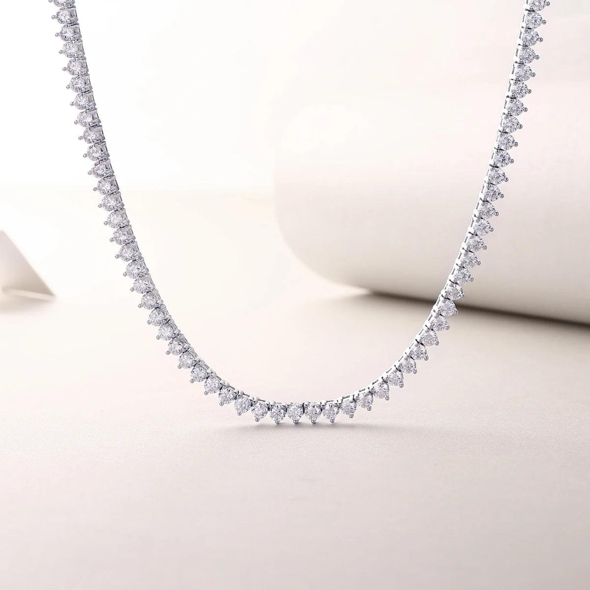 JIUZUAN Moissanite Tennis Necklace 925 Sterling Silver 18K Gold Plated V Shape Design for Women with GRA Certificate