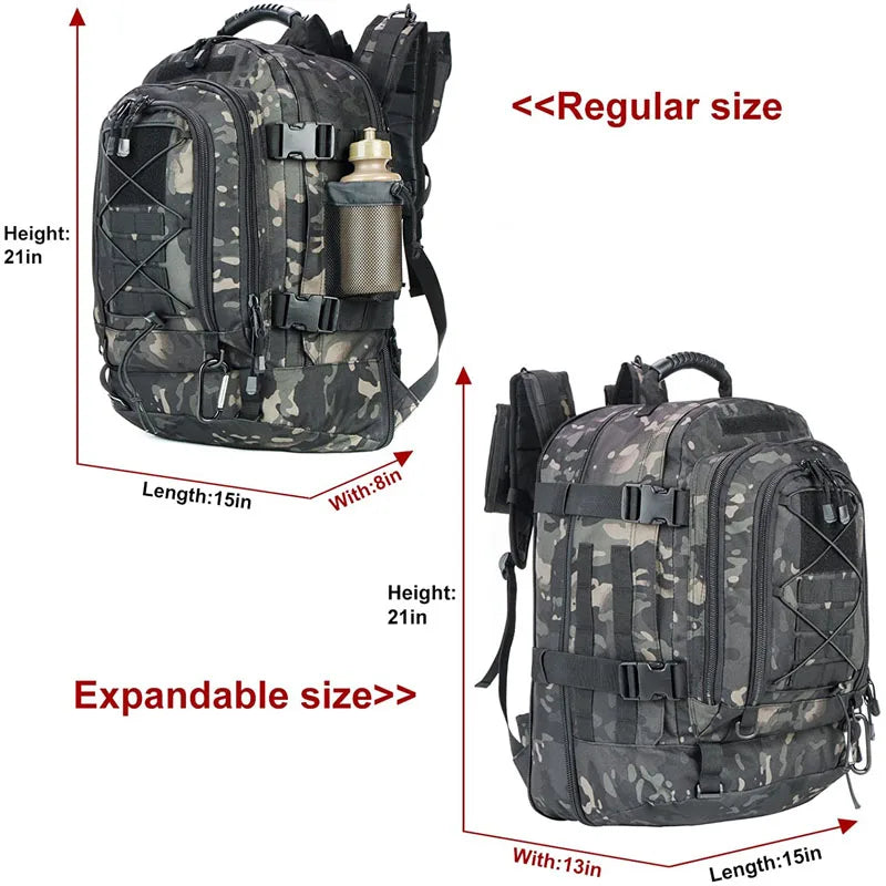65L Outdoor Sports Backpack Waterproof Running Gym Bag Durable Hiking Backpack for Men & Women, Travel Daypack