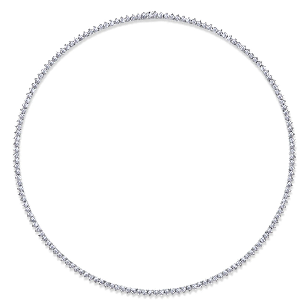 JIUZUAN Moissanite Tennis Necklace 925 Sterling Silver 18K Gold Plated V Shape Design for Women with GRA Certificate