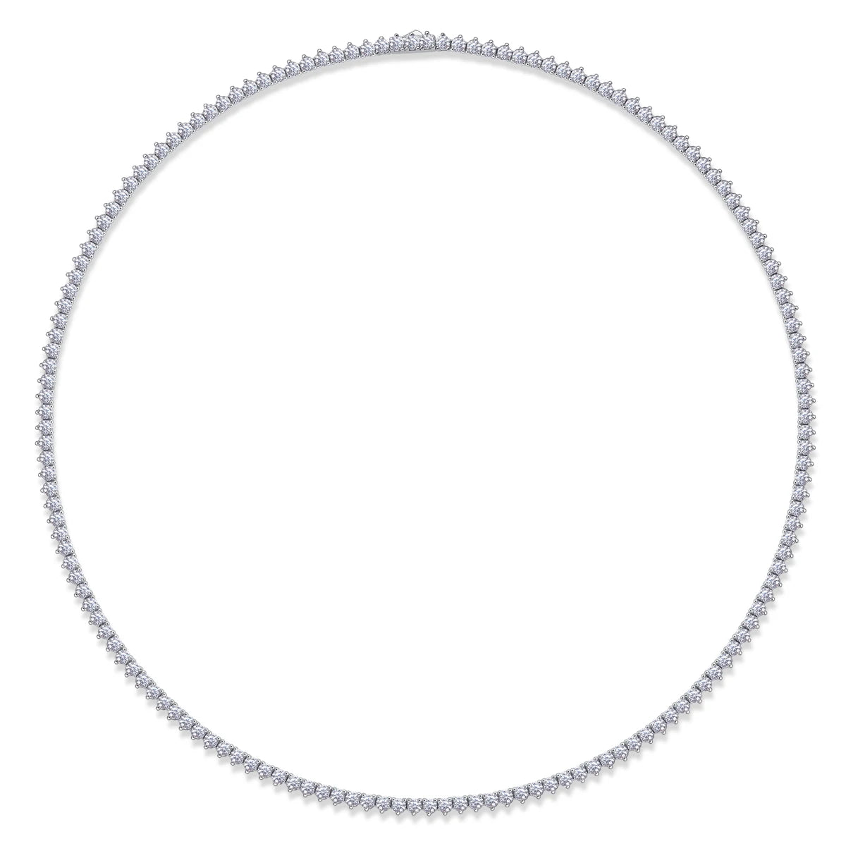 JIUZUAN Moissanite Tennis Necklace 925 Sterling Silver 18K Gold Plated V Shape Design for Women with GRA Certificate