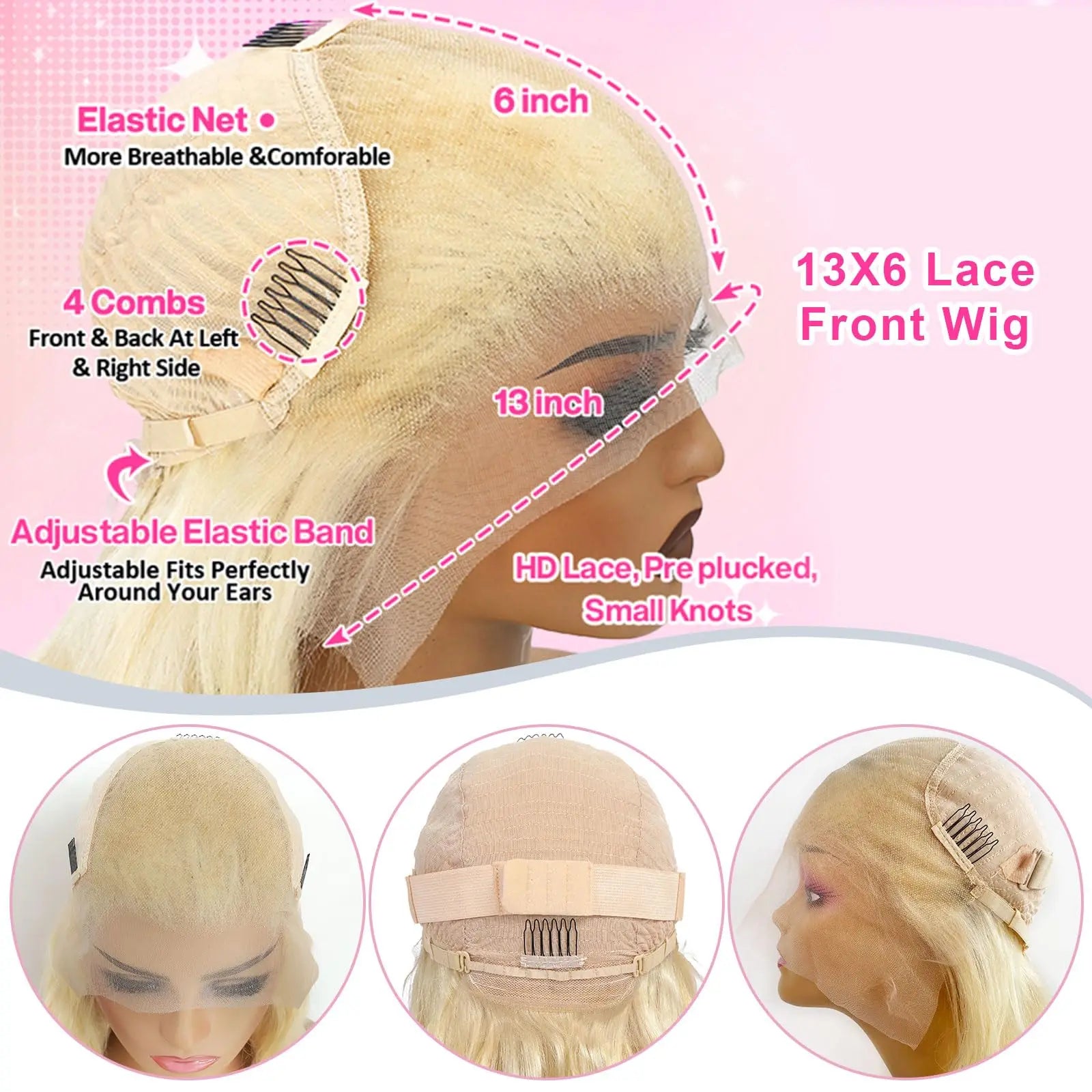 38 Inch 613 Lace Front Wig 210 Density Human Hair 13x6 Blonde glueless wigs Human Hair Body Wave HD Brazilian Lace Frontal Wig