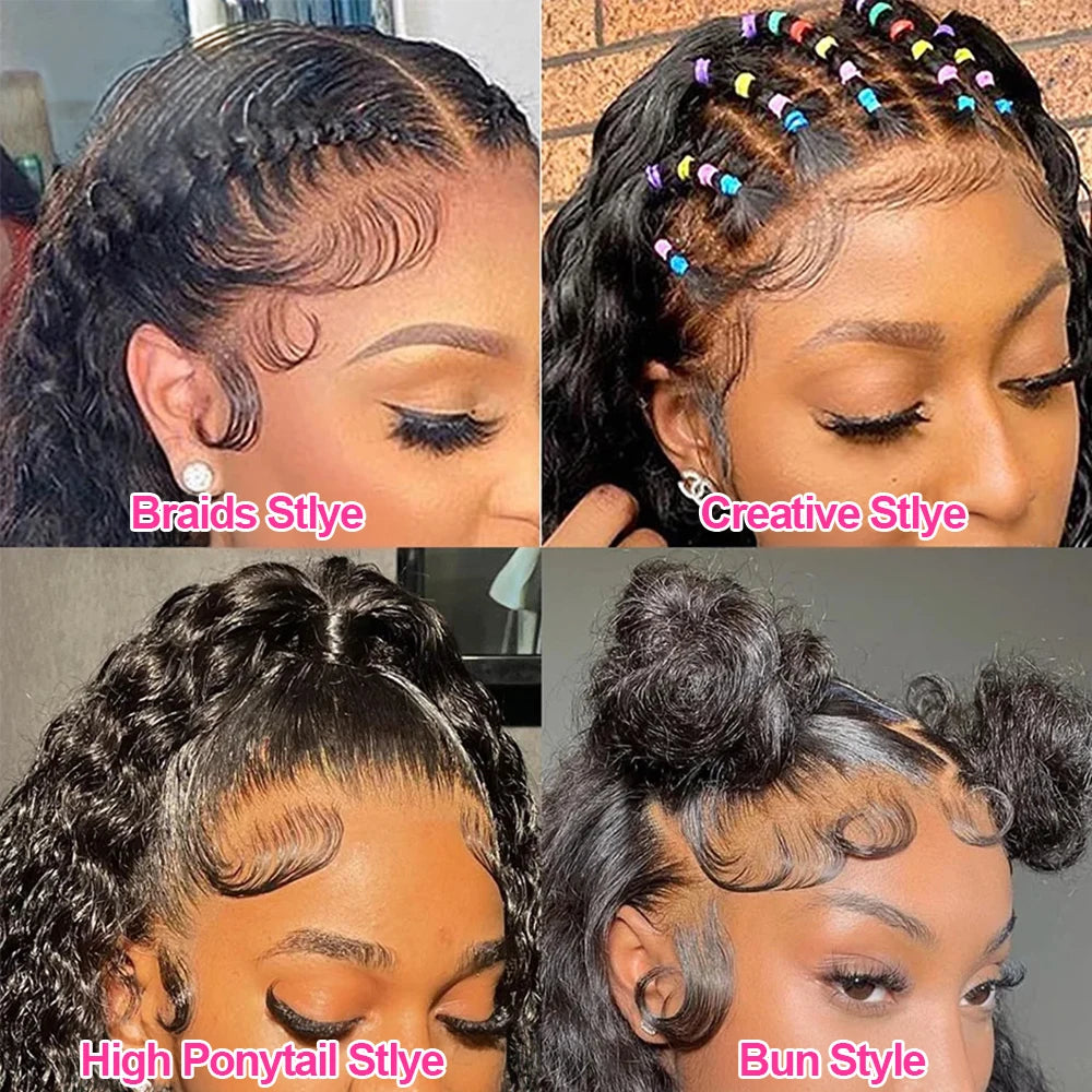 Deep Wave 13x6 HD Lace Frontal Human Hair Wig 250 High Density Brazilian Curly Water Wave Lace Frontal Wigs For Women CEXXY