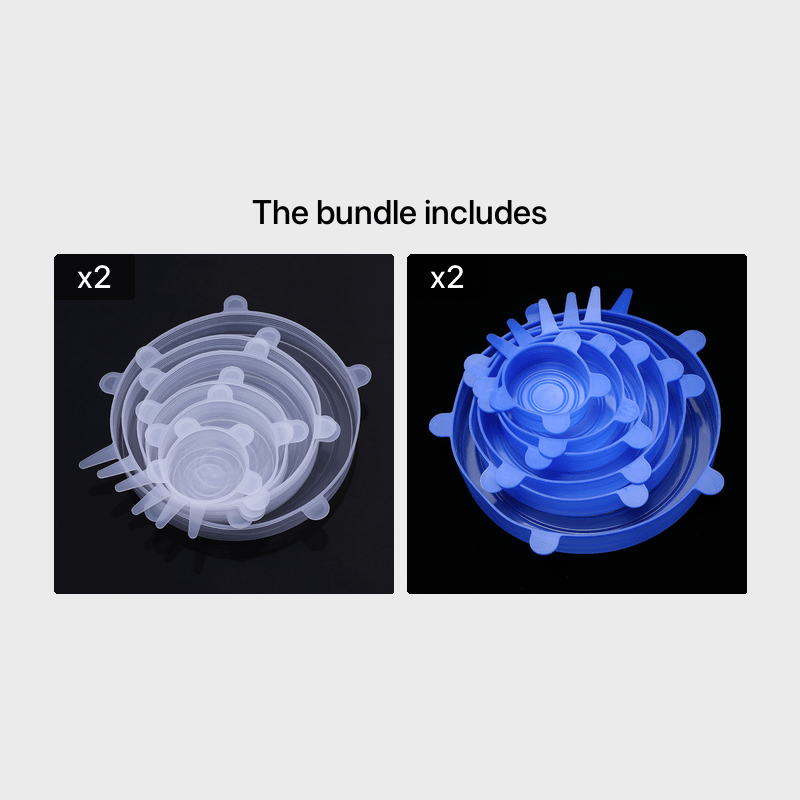 6pcs Silicone Elastic Lids, Reusable Durable Food Storage Covers, Suitable for Bowls, 6 Different Sizes to Fit Most Containers, Dishwasher and Fridge Safe, Container Covers, Meal Prep Storage, Flexible Design, Snug Fit, Foodg