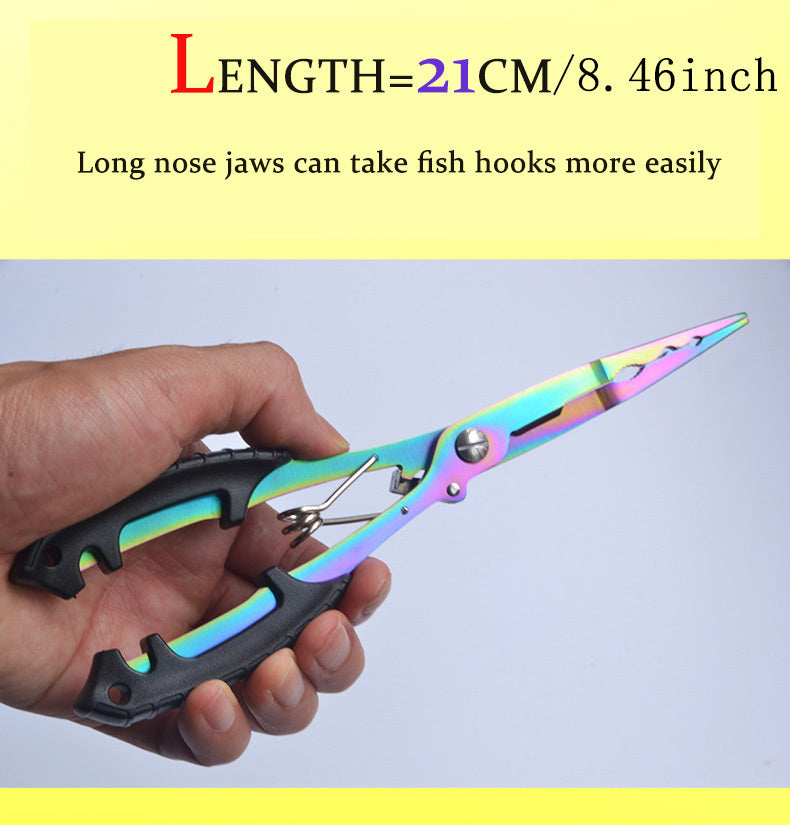 Saltwater Resistant Fishing Pliers with Split Ring Hook Removers, Lanyard & Sheath - Essential Fishing Gear Accessories for Easy Tackle Management - Stainless Steel - For Anglers - Ideal for Saltwater & Freshwater Fishing - G